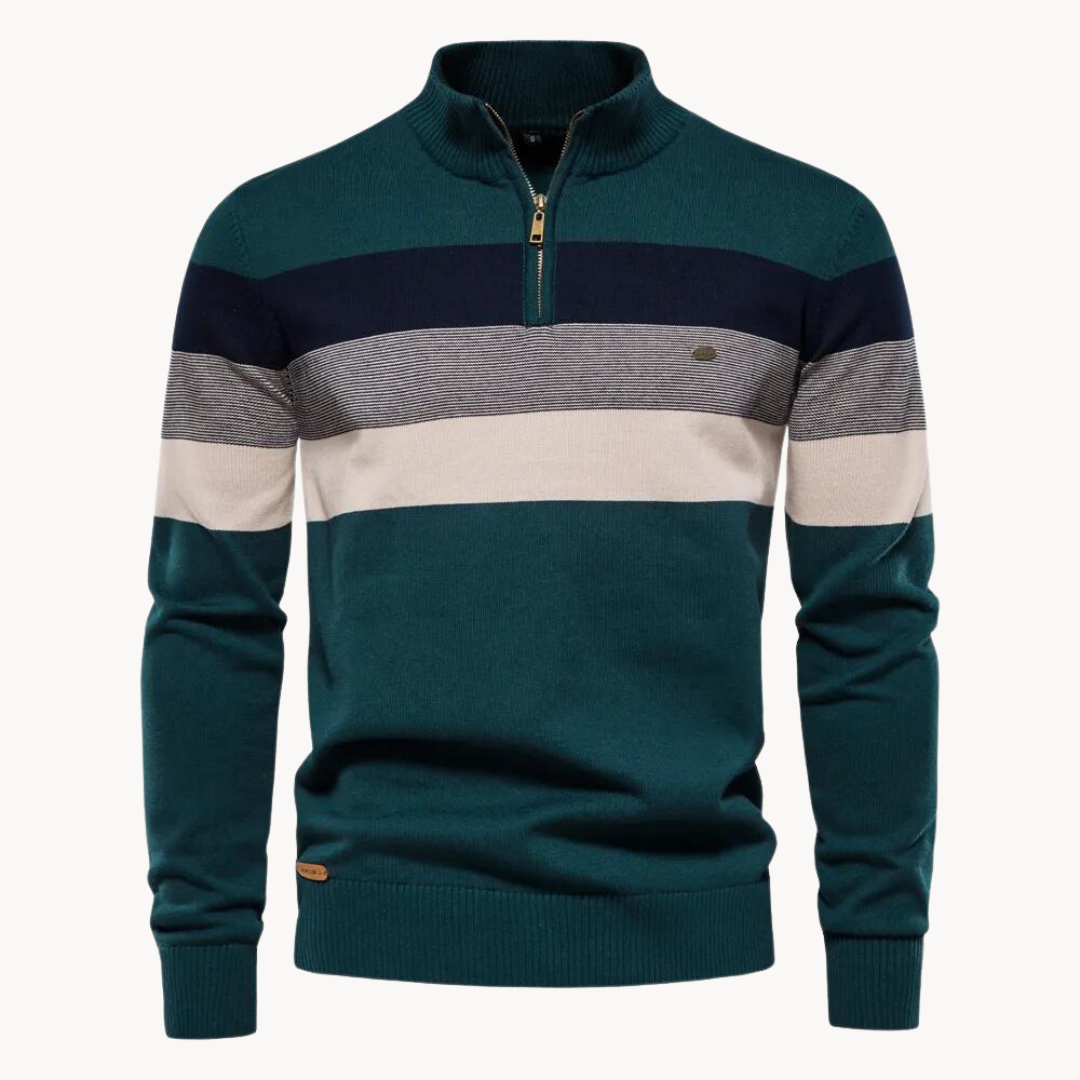 Jersey de hombre con cremallera corta y diseño de rayas – TREVOR