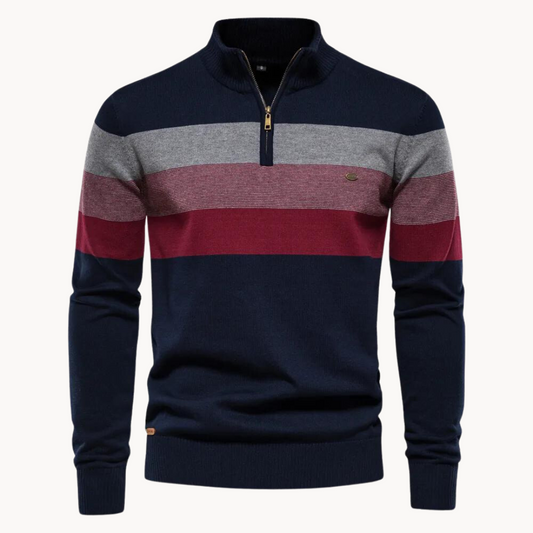 Jersey de hombre con cremallera corta y diseño de rayas – TREVOR