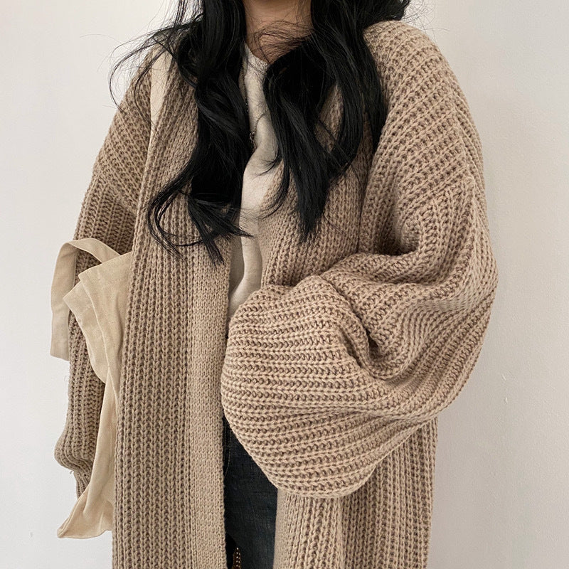 CORAL - Cárdigan largo de punto casual oversize para mujeres