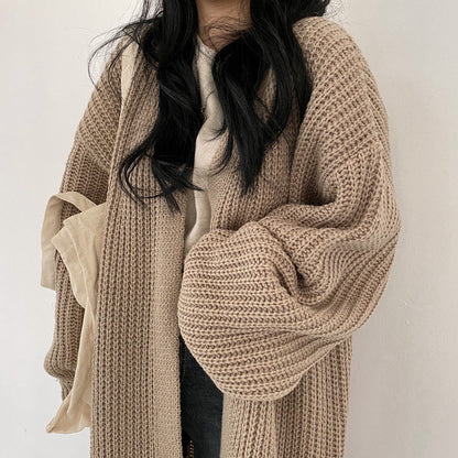 CORAL - Cárdigan largo de punto casual oversize para mujeres