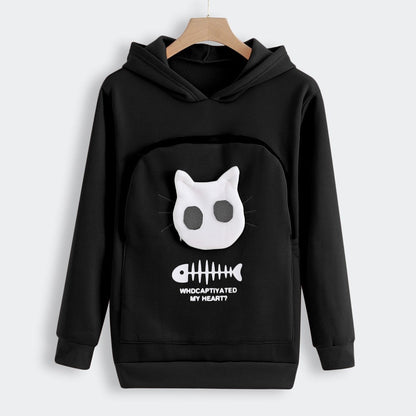 LIV - Sudadera con capucha y bolsillo para llevar mascotas con divertido diseño gráfico para mujer