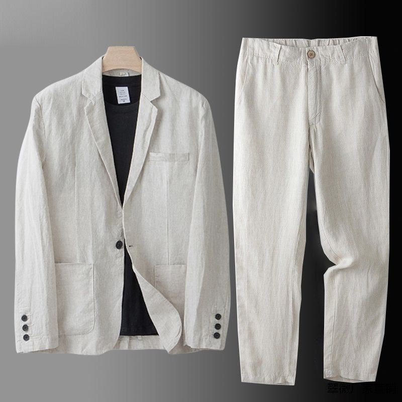 Traje de lino elegante y ligero para hombre con americana y pantalón – LIVIO