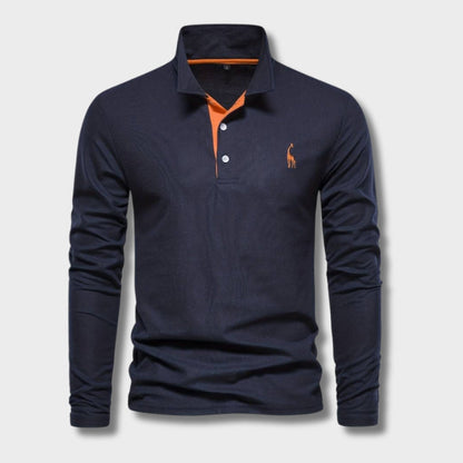HUGGO - Polo de manga larga con detalles en contraste para hombre