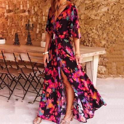 Adelina – Vestido maxi cruzado de verano para mujer