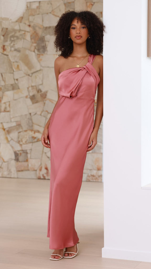 Vestido largo asimétrico con lazo en un hombro – SELENA