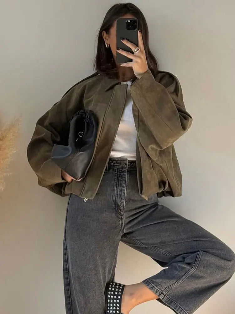 Cazadora estilo motero vintage para mujer – MONIKA