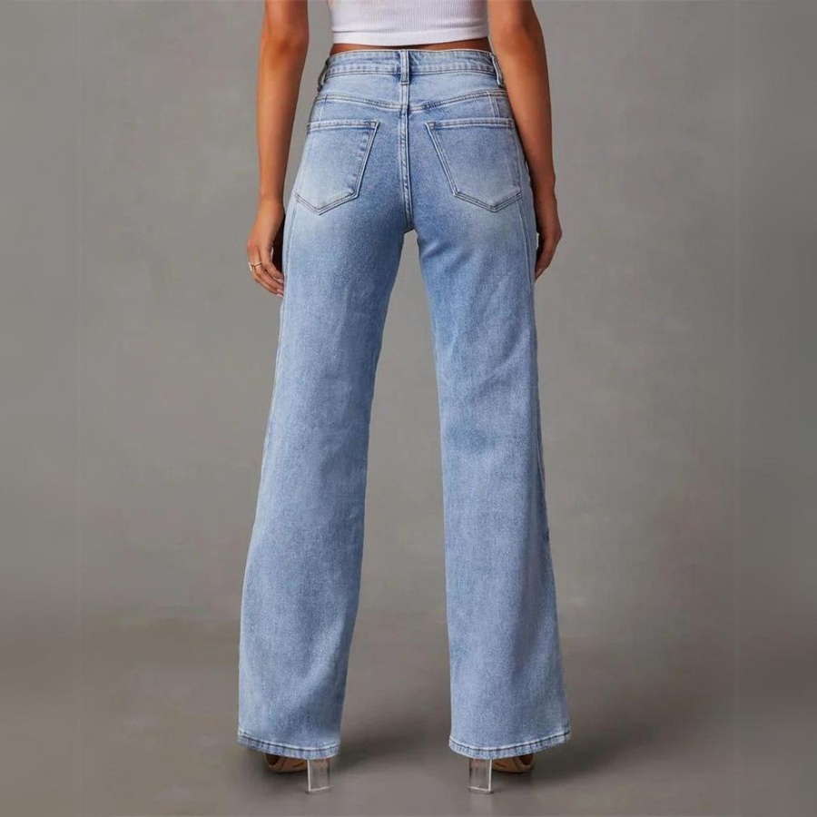 Jeans de mujer de talle alto y pernera ancha – AMARA