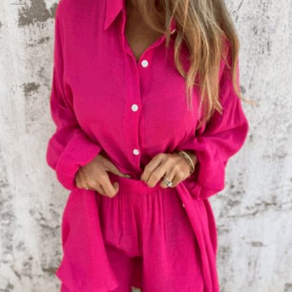 Conjunto veraniego de dos piezas con blusa y shorts cómodos – LONYA