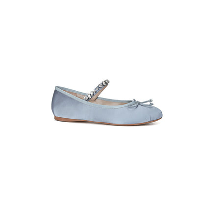 Ana - Bailarinas de Satén con Pedrería y Punta Redonda Super Suaves | Zapatos de Ballet Elegantes