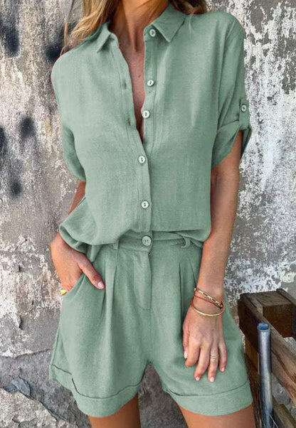Conjunto cómodo de dos piezas con top y pantalón relajado – MALARA