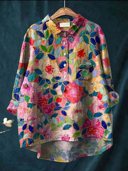 Blusa fluida con estampado floral colorido para mujer – ROSÉLIA
