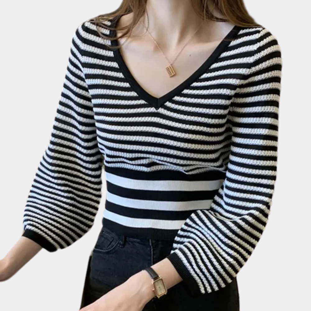 Jersey de punto a rayas con tacto suave y corte relajado – MAELYS