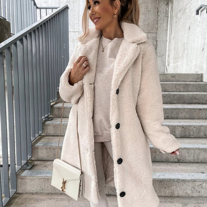 Abrigo teddy largo y elegante para mujer – OLIVIA