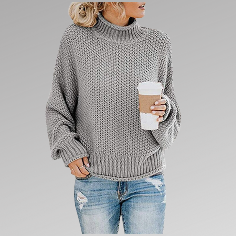 Jersey de punto para mujer con cuello alto estructurado – DELFINA