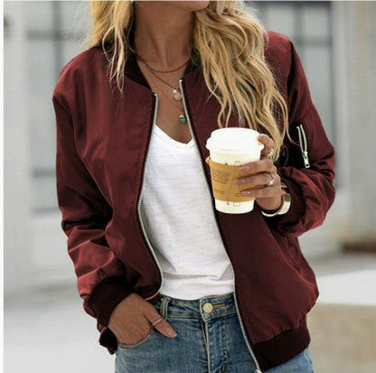 Chaqueta bomber larga de mujer con cremallera – LIRAYA