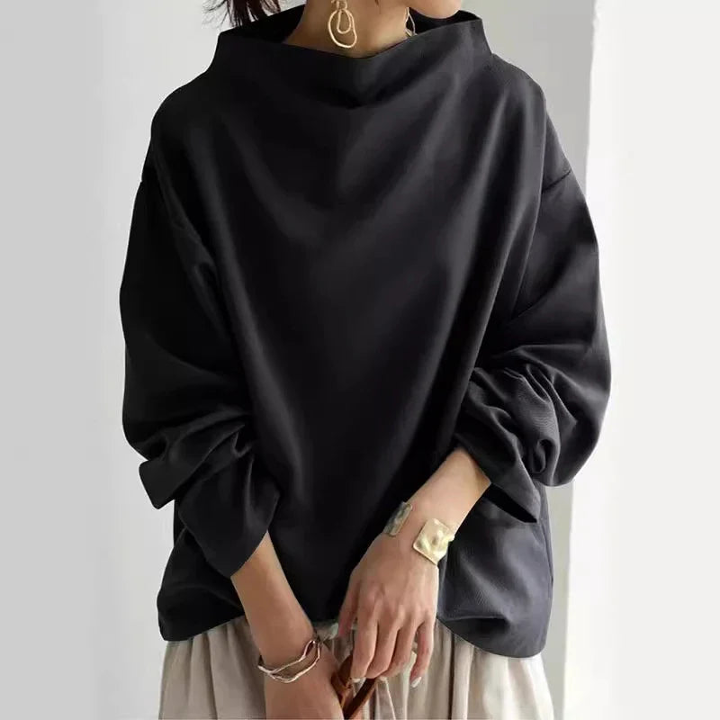 Jersey de mujer de corte amplio con cuello alto – HAYLIA