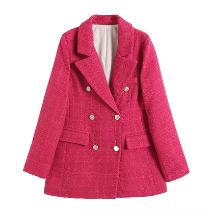 Blazer cruzado de mujer con detalles en contraste – THAINA