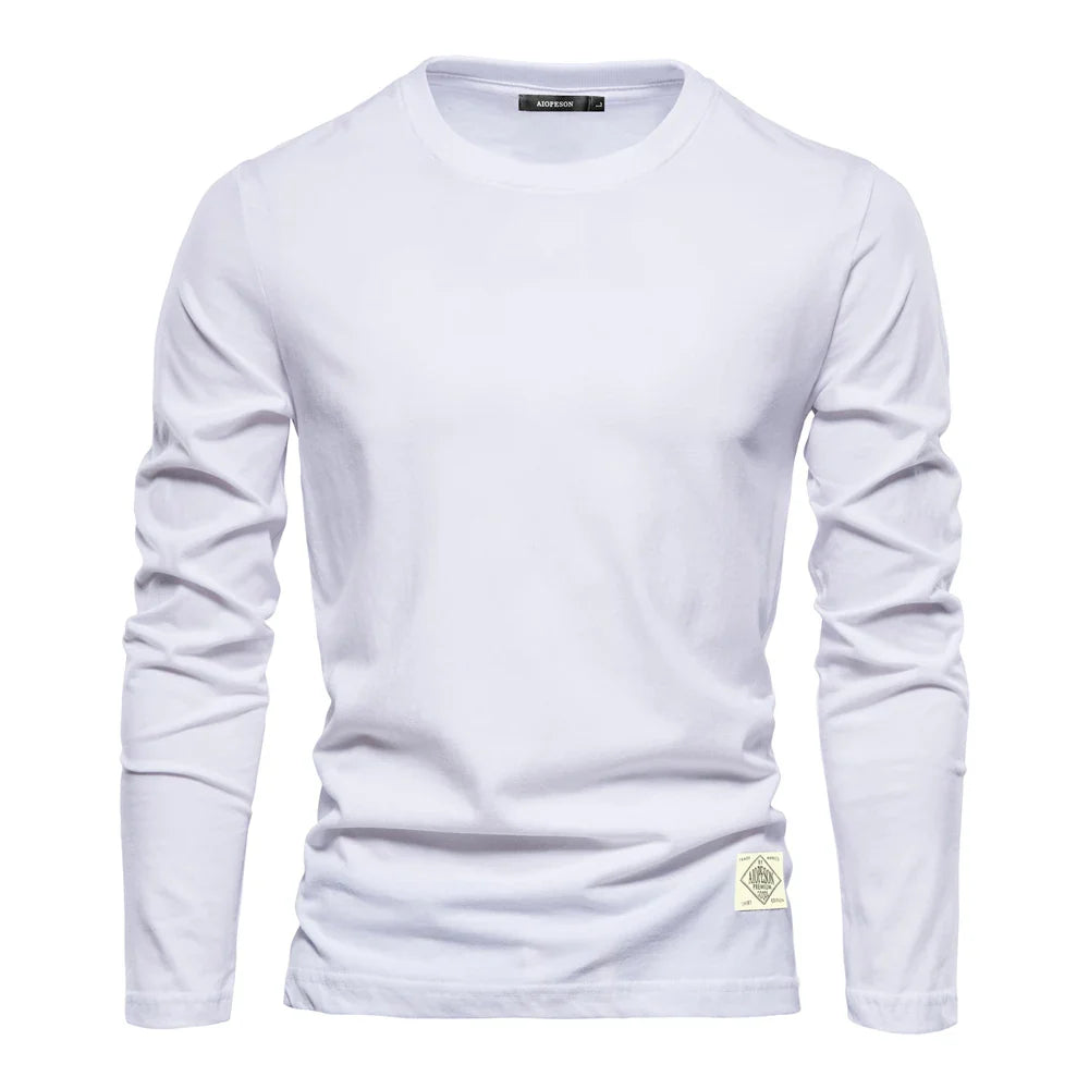 Camiseta básica de manga larga con cuello redondo para hombre – LUCAS