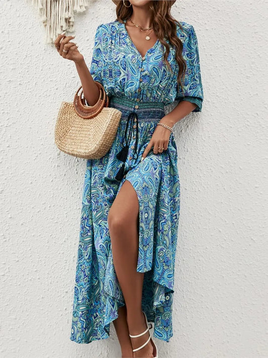 Vestido de verano con escote en V para mujer – CLARISA
