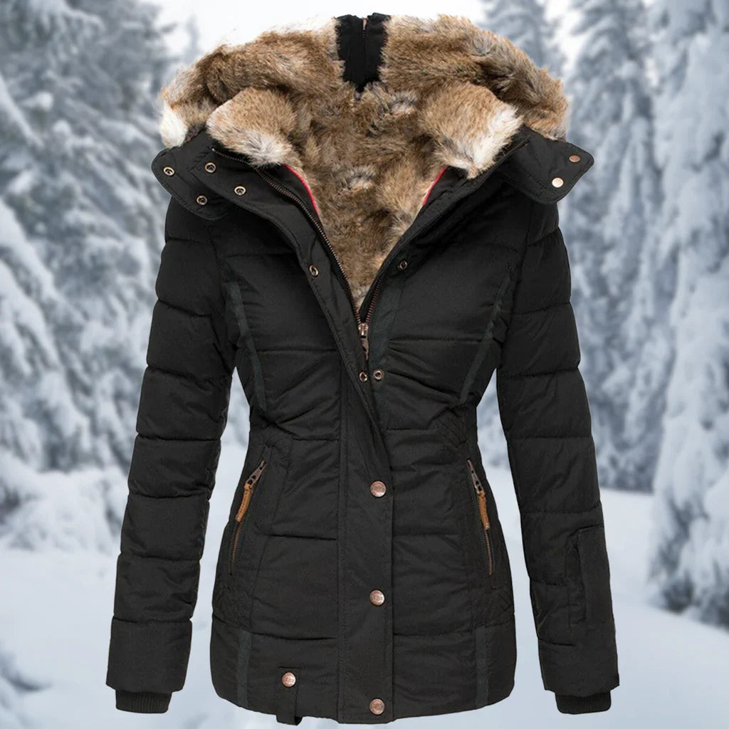 UZIELLE - Abrigo de invierno con forro de piel para mujer