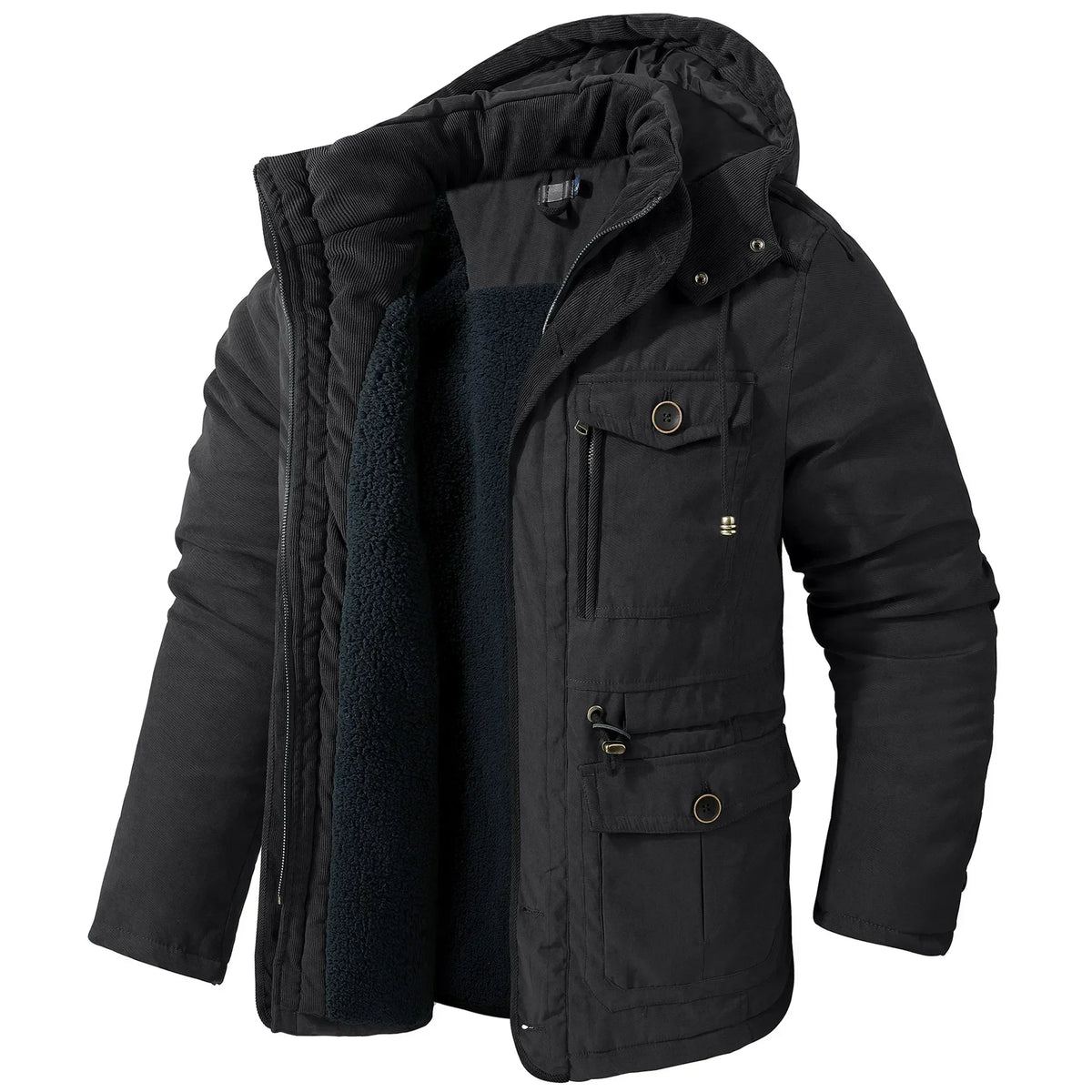 NILSEN - Abrigo de invierno grueso y acolchado con capucha para hombre