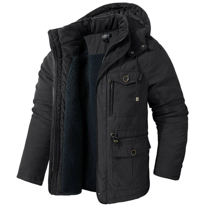 NILSEN - Abrigo de invierno grueso y acolchado con capucha para hombre