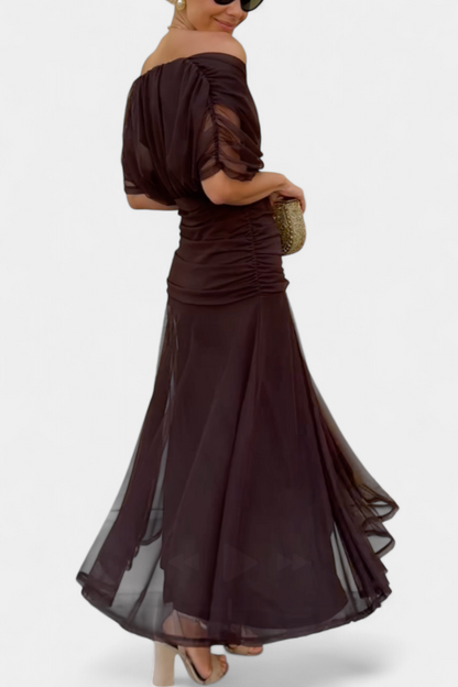 Amarilla – Vestido maxi con escote en V para mujer