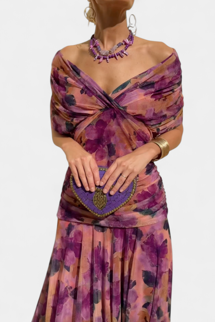 Eloria – Vestido maxi floral romántico elegante para mujer