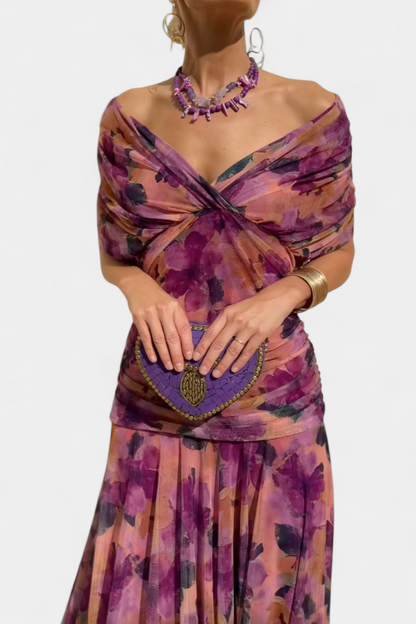 Amarilla – Vestido maxi con escote en V para mujer