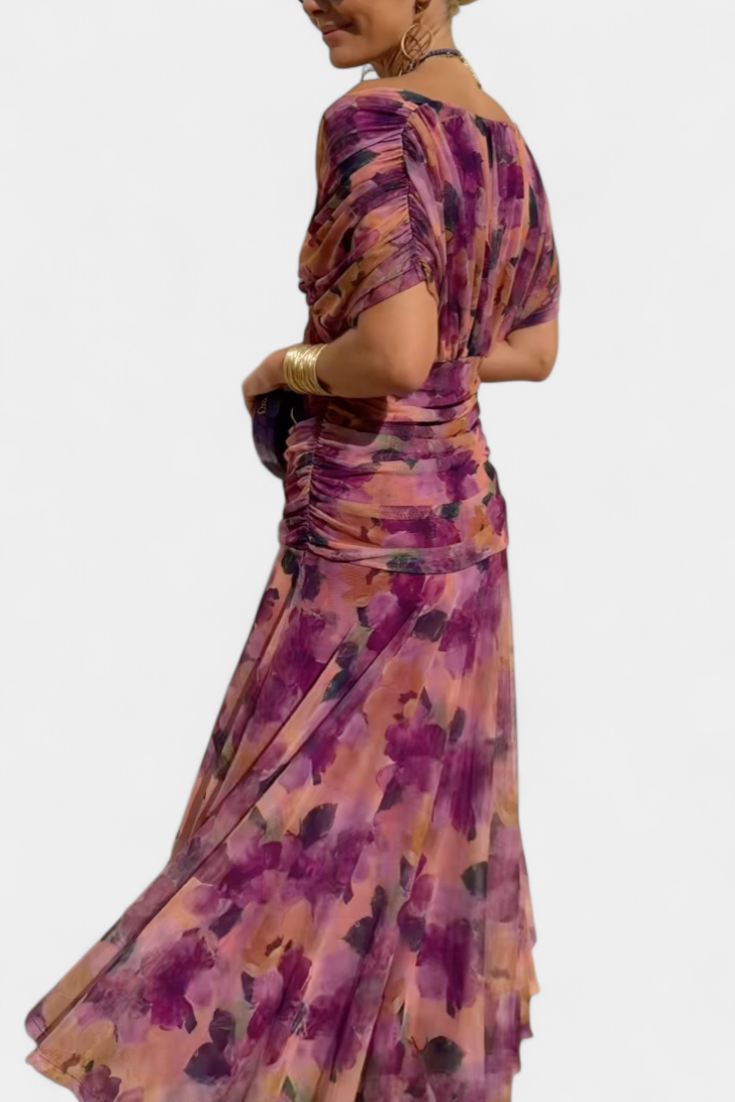 Amaranta – Vestido maxi floral con escote en V para mujer