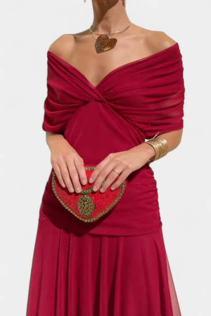 Amarilla – Vestido maxi con escote en V para mujer