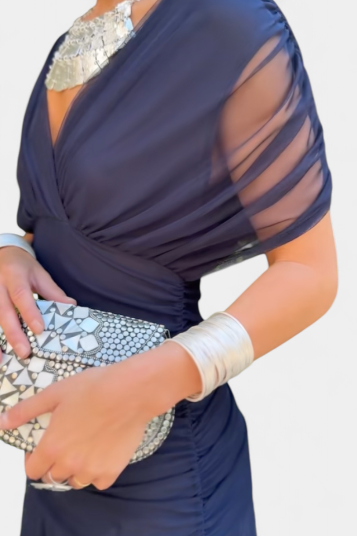 Amarilla – Vestido maxi con escote en V para mujer