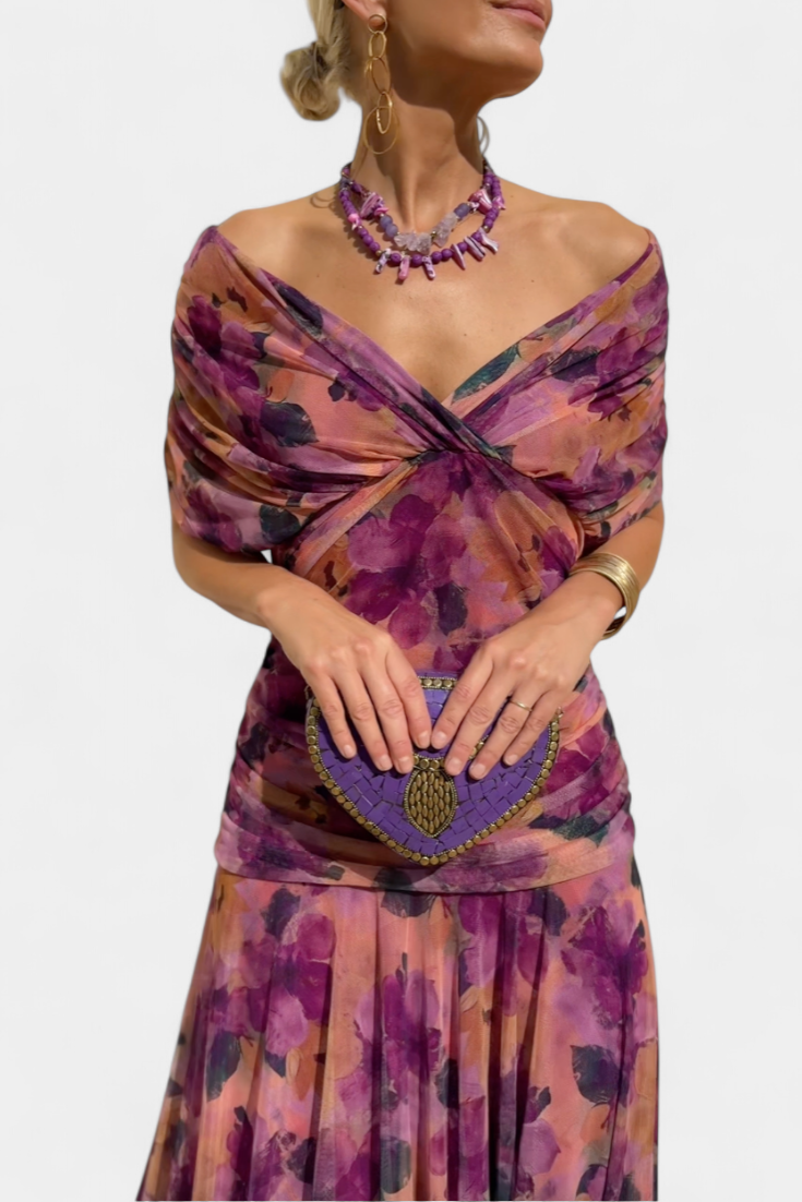 Eloria – Vestido maxi floral romántico elegante para mujer