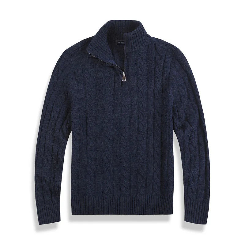 Jersey de hombre con cremallera parcial y dibujo trenzado – ENZARO
