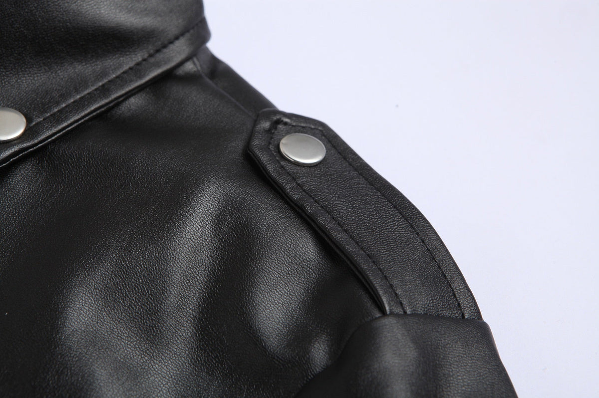 VIGGO - Cazadora motera con cinturón ajustable para hombre