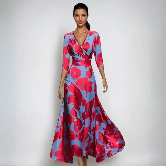 BELINDA – Vestido largo elegante con escote en V para mujer