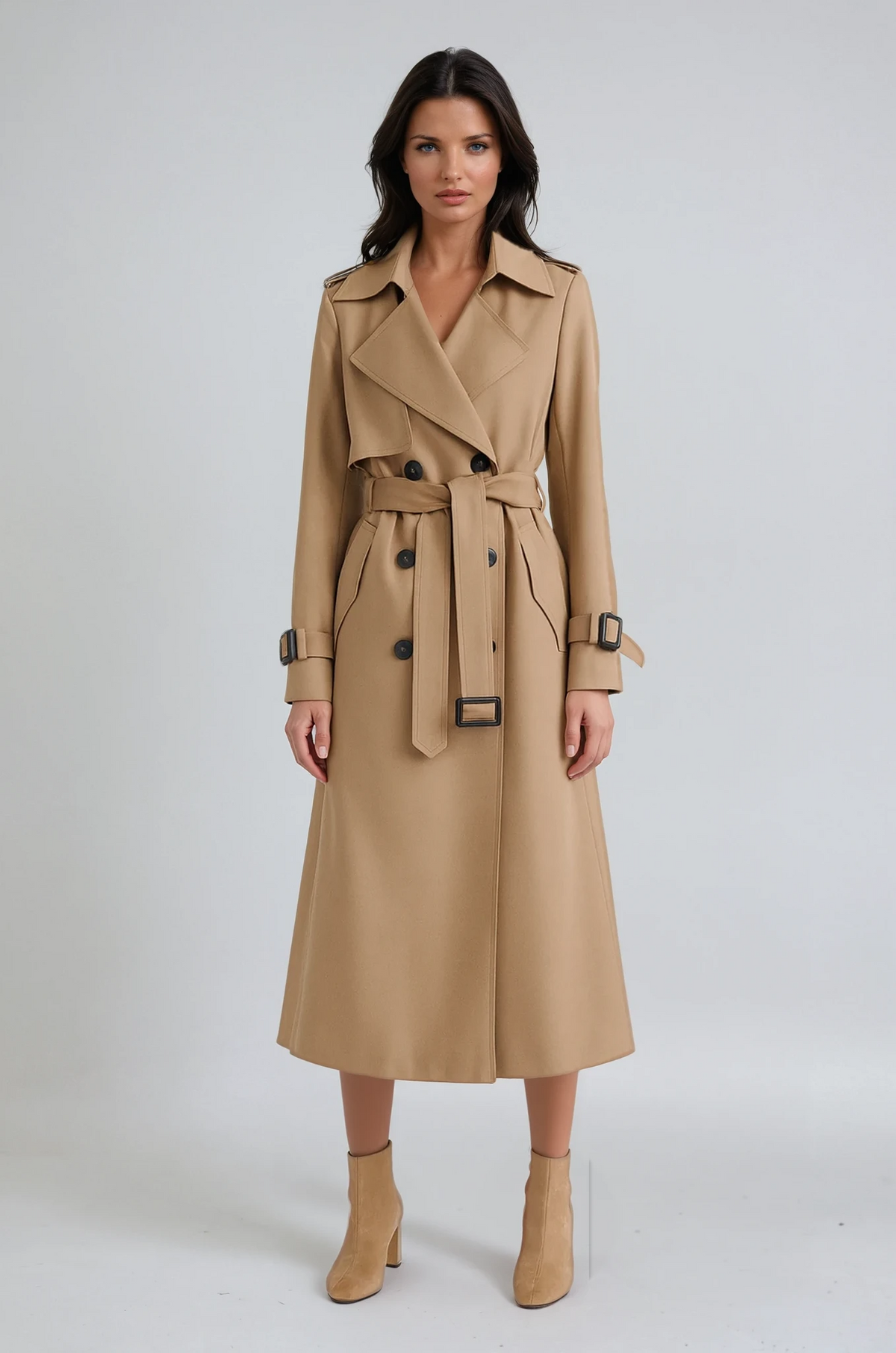 CHAMORA – Abrigo trench de invierno para mujer con cinturón ajustable