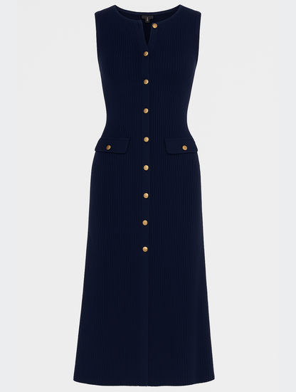 Vestido midi sin mangas con diseño recto y minimalista – CLAIRA
