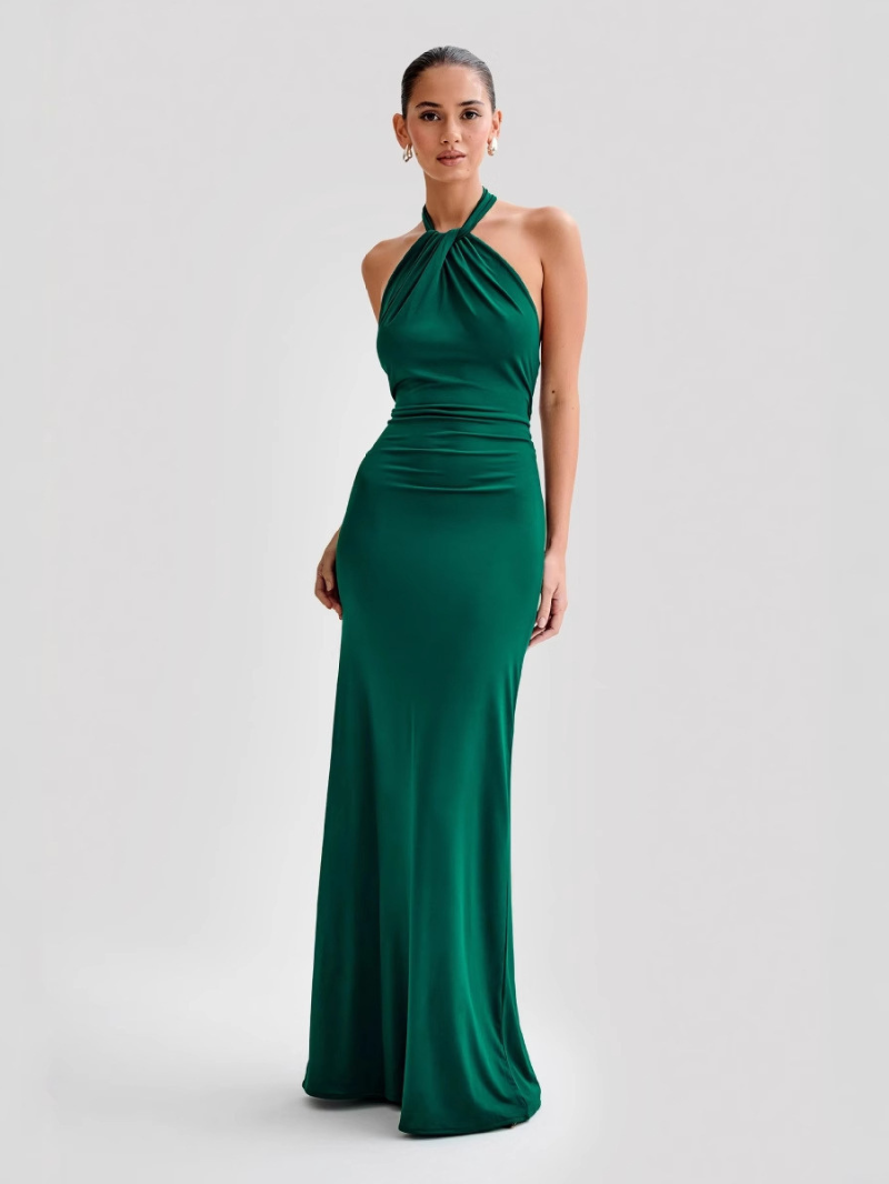 Estrella – Vestido maxi con cuello halter y espalda descubierta para mujer