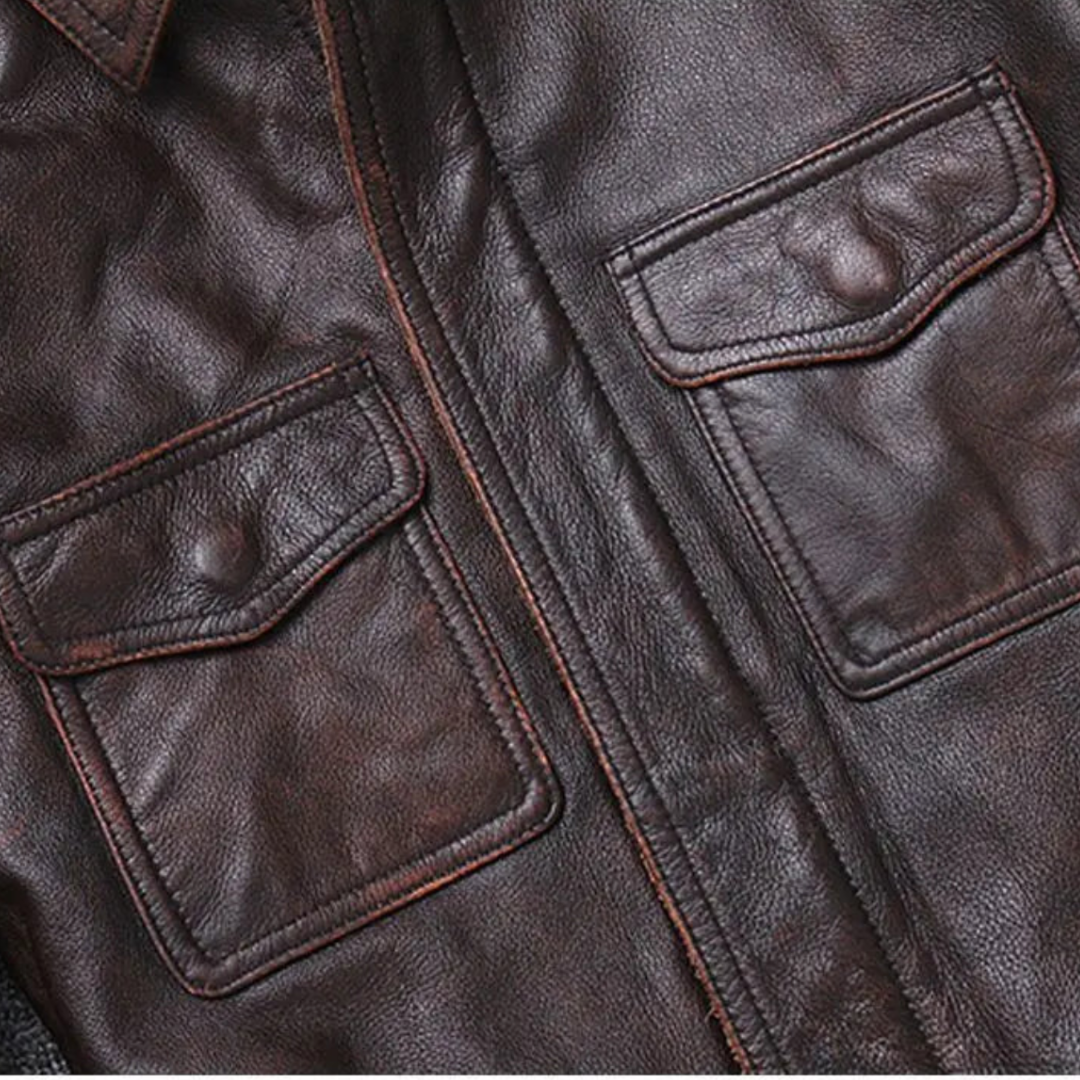 MACKSTON – Cazadora de piel sintética para hombre con estilo atemporal