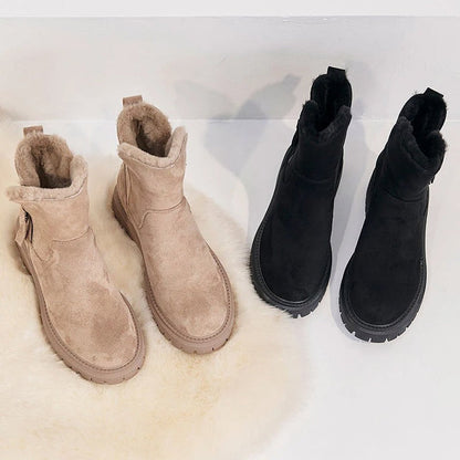 LIA - Botas para mujer con forro de lana y cremallera