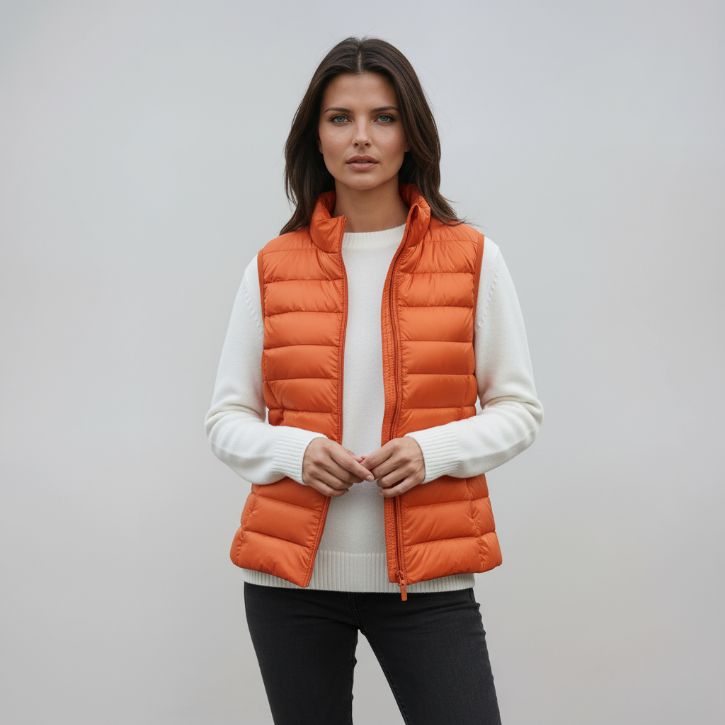 IVAREL – Chaleco acolchado para mujer con cuello alto y diseño ligero