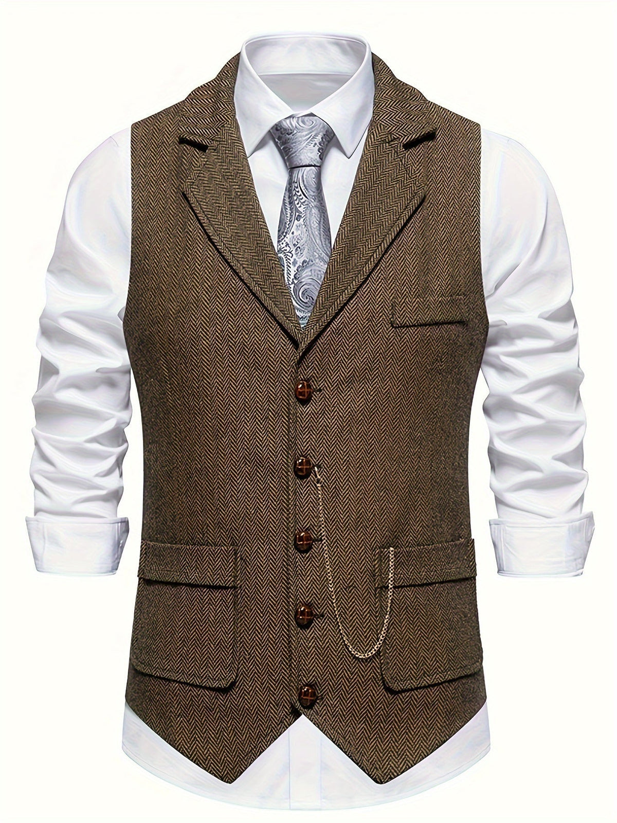 Chaleco de hombre con diseño de espiga para looks elegantes – AURELIO