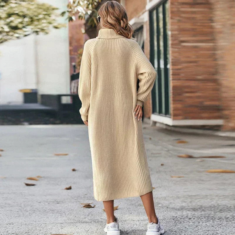 Vestido maxi tipo sudadera con cuello alto para mujer – MAELYA
