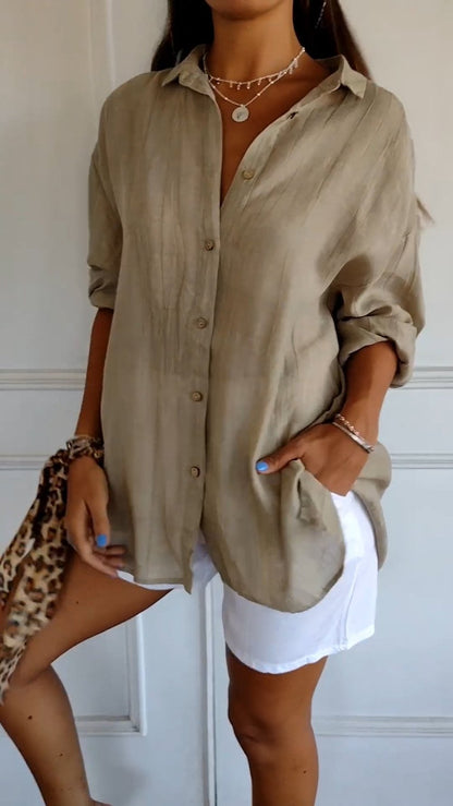 Blusa primaveral de manga larga con detalles delicados – SERENNA