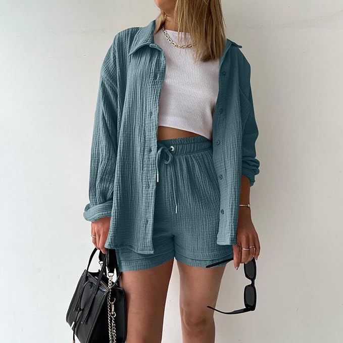 Conjunto de dos piezas en algodón para mujer, estilo relajado y elegante – LUNARIA