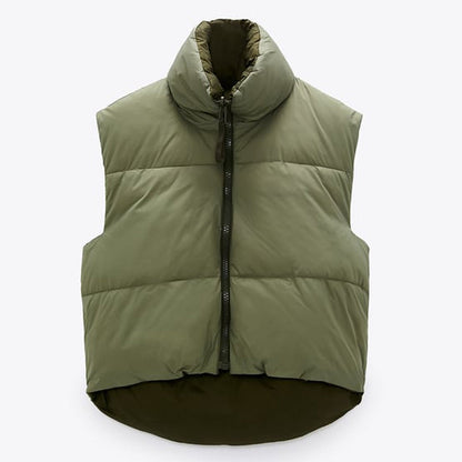 DULCIE - Chaleco acolchado reversible casual con cremallera para mujeres