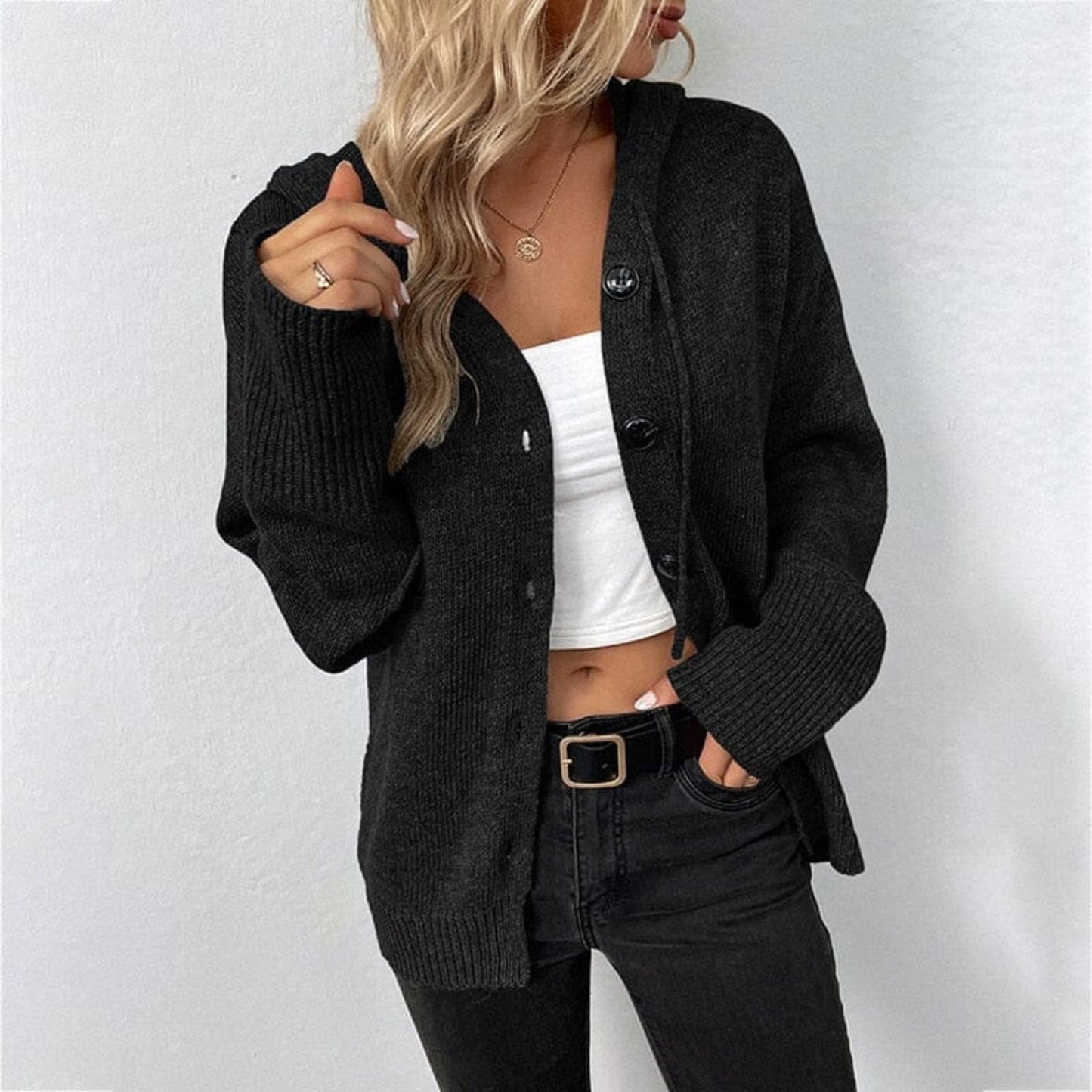 ANNELINE - Chaqueta de punto cómoda y casual para mujeres