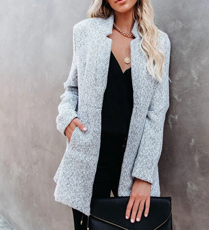 Blazer ligera de punto con diseño abierto para mujer – BELLÉRA