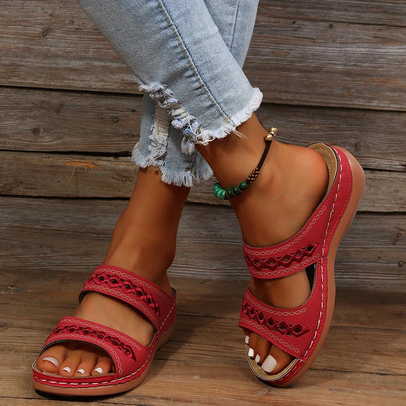 Sandalias de mujer con doble tira y suela elevada – CONSTANZE